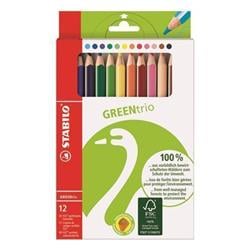 STABILO Pastelky "Green Trio", 12 různých barev, sada, trojúhelníkový tvar, silné