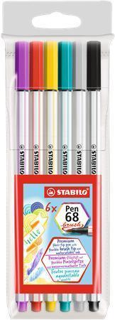 STABILO Štětcové fixy "Pen 68 brush", 6 barev