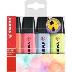 STABILO Zvýrazňovač "BOSS original Pastel", mix barev, 2-5 mm, 4 ks