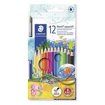 STAEDTLER Akvarelové pastelky, se štětcem, 12 barev, sada