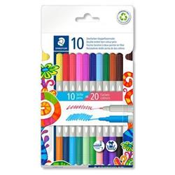 STAEDTLER Fixy "3280", 20 různých barev, sada, 1-3 mm, oboustranné, vypratelné 3280 C10