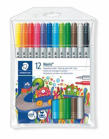 STAEDTLER Fixy "Noris Club 320", 12 barev, sada, 1-3 mm, oboustranné, vypratelné