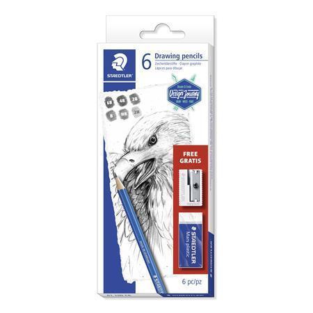 STAEDTLER Grafitová tužka "Design Journey Lumograph", 6 typů, s pryží, ořezávátkem, šestihranné