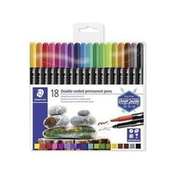 STAEDTLER Permanentní popisovače "Twin-tip", 18 barev, 0,4/2,0 mm, oboustranné 3187 TB18