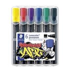 STAEDTLER Permanentný popisovač "Lumocolor 350", 6 farieb, klinový hrot, 2-5 mm 350 WP6-1