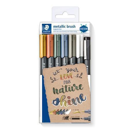 STAEDTLER Štětcové fixy "Design Journey Metallic Brush", 6 metalických barev, 1-6 mm 8321 TB7