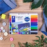 STAEDTLER Textile Fix "Design Journey", 12 rôznych farieb, obojstranný