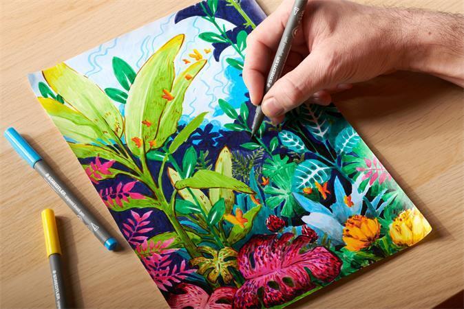 Štětcové fixy "Pigment Arts", 12 barev, 1 mm, STAEDTLER 371 C12-1