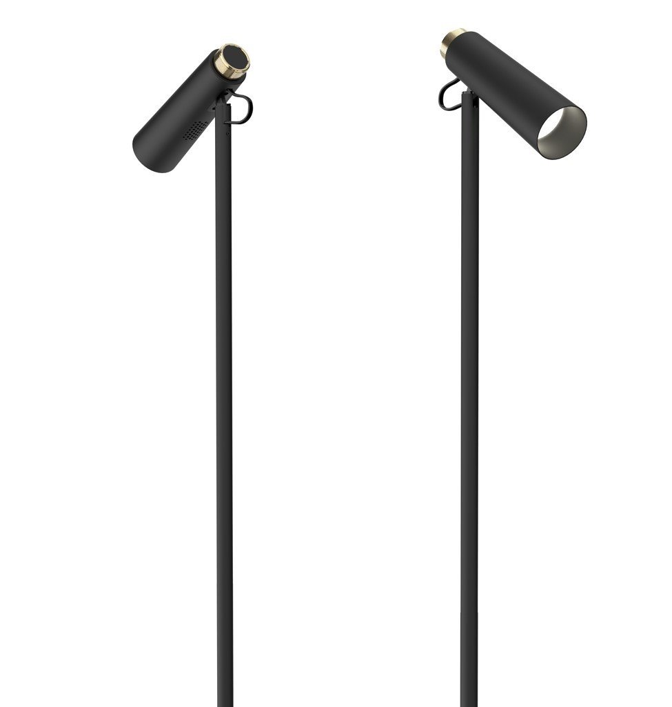 Stojacia lampa LED Immax TIT, čierna so zlatými prvkami, CCT
