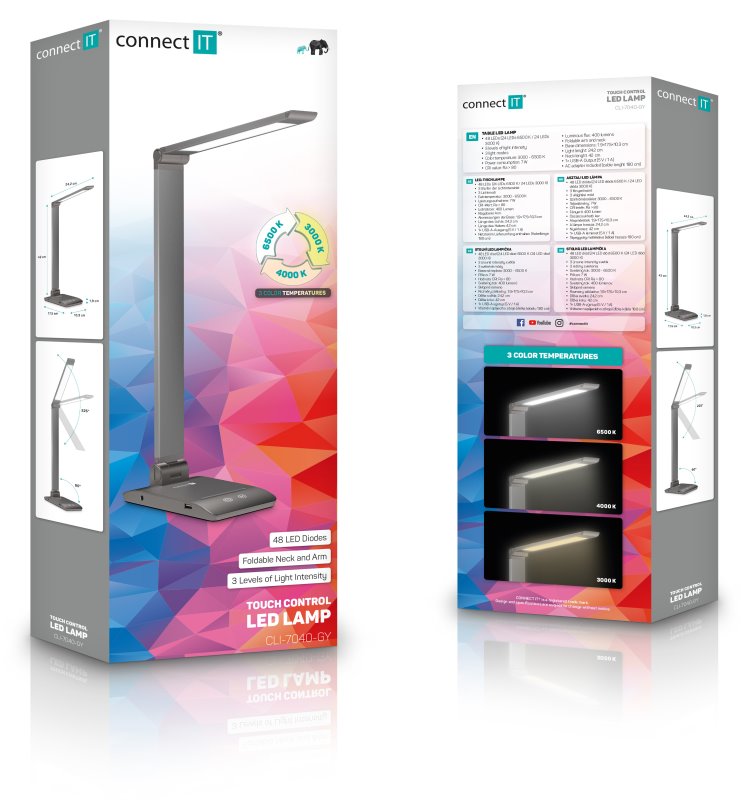 Stolná LED lampa CONNECT IT BRIGHT, ŠEDÁ