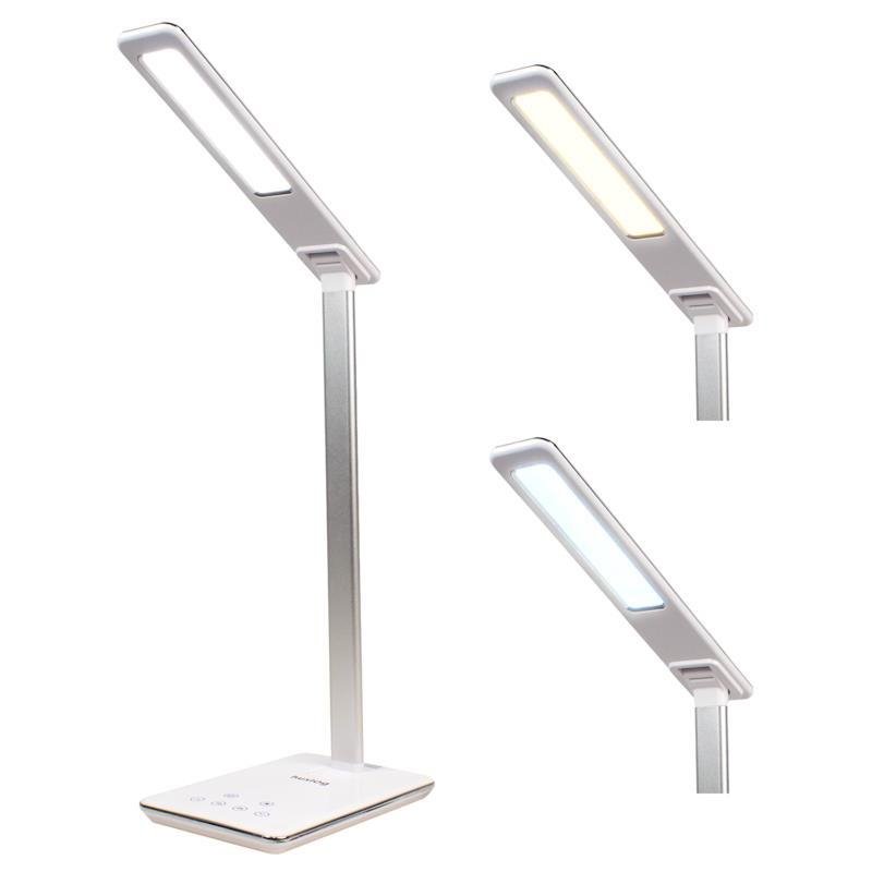 Stolná LED lampa Huslog s bezdrôtovou nabíjačkou, biela