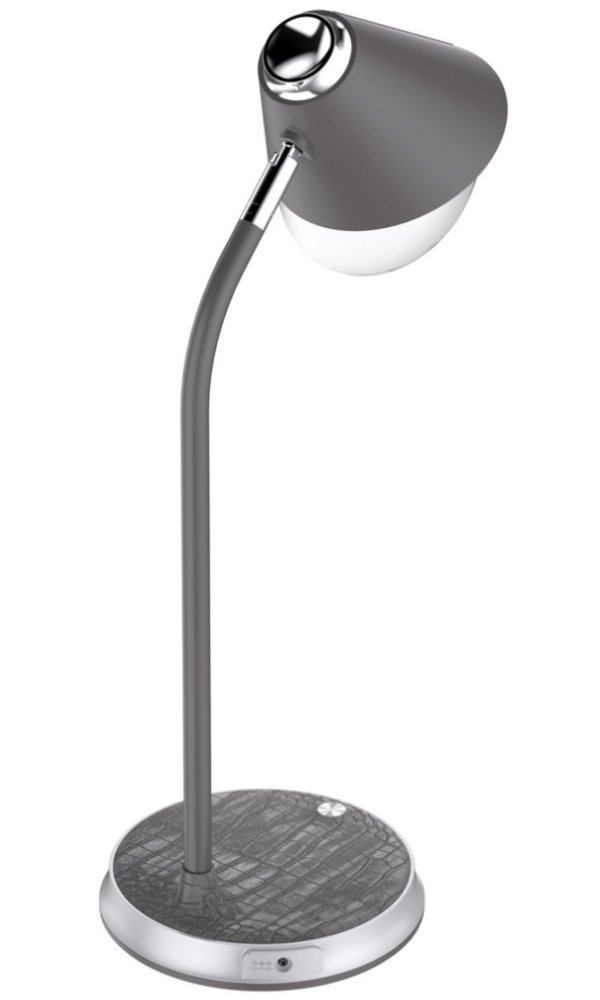 Stolná LED lampa IMMAX FINCH sivá + strieborné prvky