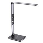 Stolná LED lampa IMMAX Heron 2/ Qi nabíjanie/ 8,5W/ 504lm/ DC 12V/2,5A/ stmievateľná/ sklopné rameno/ strieborná