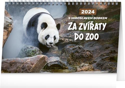 Stolní kalendář Za zvířaty do zoo – Miroslav Bobek 2024, 23,1 × 14,5 cm