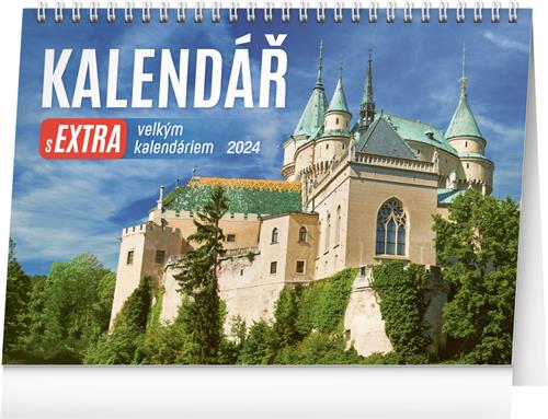Stolový kalendár s extra veľkým kalendáriom na rok 2024, 30 × 21 cm