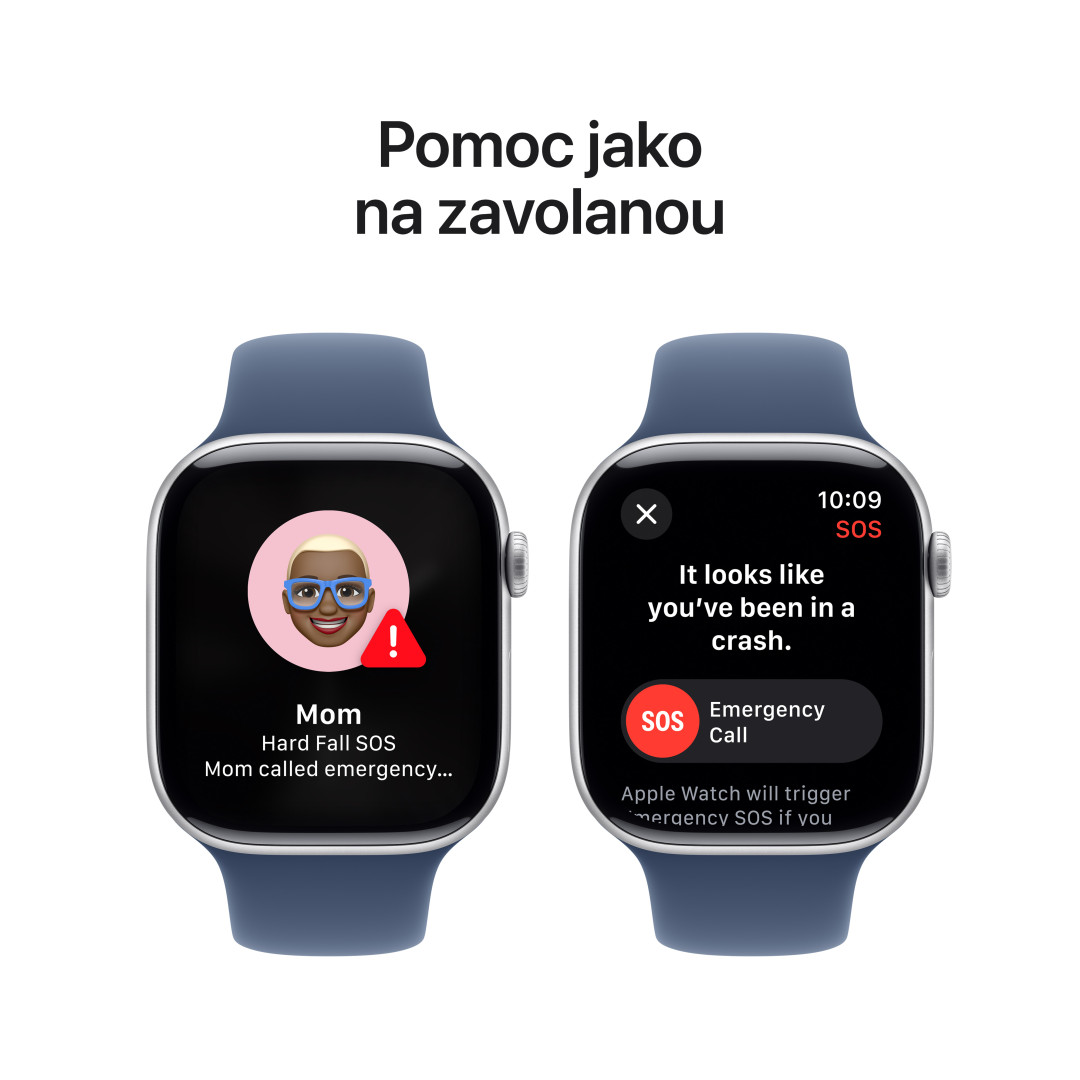 Strieborné hliníkové puzdro Apple Watch Series 10 GPS 42 mm so športovým denimovým remienkom - S/M (MWWA3QC/A)
