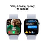 Strieborné hliníkové puzdro Apple Watch Series 10 GPS 46 mm so športovou slučkou Blue Cloud (MWWN3QC/A)