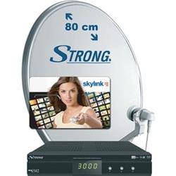 STRONG satelitní komplet STRONG SKYLINK 3, CZ, Anténa 80cm, 2xLNB+DiSEqC přepínač,přijímač SRT-6502