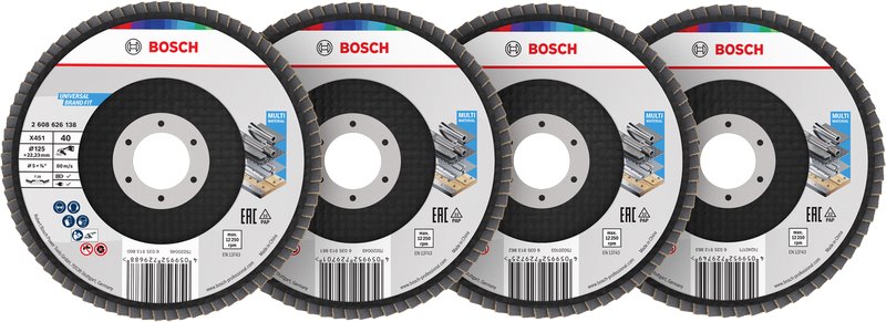 Súprava brúsnych kotúčov BOSCH X451, 125 × 22,23 mm, G40; 60; 80; 120, T29, 15 ks (2.608.626.162)