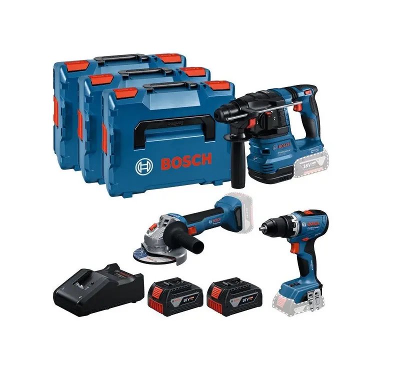 Súprava elektrického náradia BOSCH GSR + GBH + GWS + 2x GBA 5,0 Ah + GAL 18V-40 (0.615.A50.09G)
