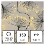 Svetelná reťaz LED - svetelné klastre, nano, 2,35 m, vnútorná, teplá biela, časovač
