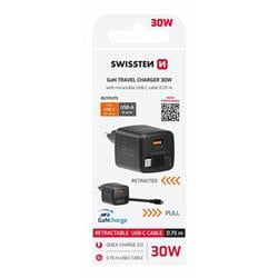 Swissten adaptér SlideCharge 30W, černý  