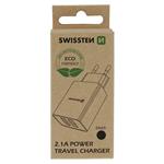 Swissten adaptér Smart IC 2× USB 2.1A ECO, černý  