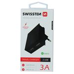 Swissten adaptér Smart IC 2× USB 3A, černý  
