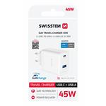 Swissten adaptér Smart IC 2× USB 3A + USB-C kabel, černý  
