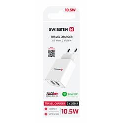 Swissten adaptér Smart IC 2× USB, bílý  