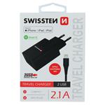 Swissten adaptér Smart IC 2× USB + Lightning MFi, černý  