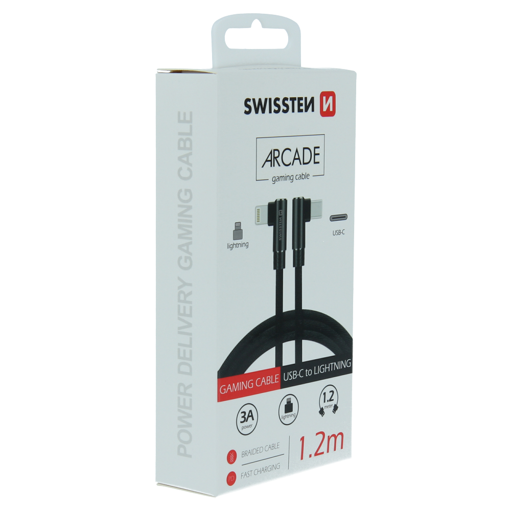 Swissten Arcade kabel USB-C/Lightning 1,2 m, černý