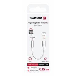 Swissten Audio adaptér Lightning / 3,5 mm AUX 0,15 m, biely