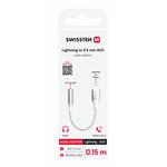 Swissten Audio adaptér Lightning / 3,5 mm AUX 0,15 m, bílý