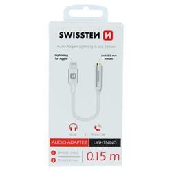 Swissten Audio adaptér Lightning / jack 0,15 m, stříbrný