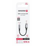 Swissten Audio adaptér USB-C / 3,5 mm AUX 0,15 m, černý