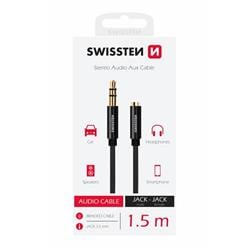 Swissten Audio kábel jack – jack 1,5 m, čierny