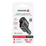 Swissten Autoadaptér 1x CL, 1x USB-C PD a 2x USB-A 108W–216W