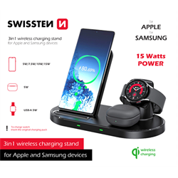 SWISSTEN bezdrátová nabíječka 3v1 station pro Apple a Samsung
