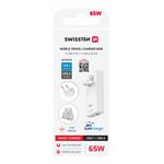 Swissten cestovní adaptér GaN 65 W, bílý
