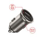 Swissten CL adaptér 2x USB 4,8A Metal (ECO balení), stříbrný