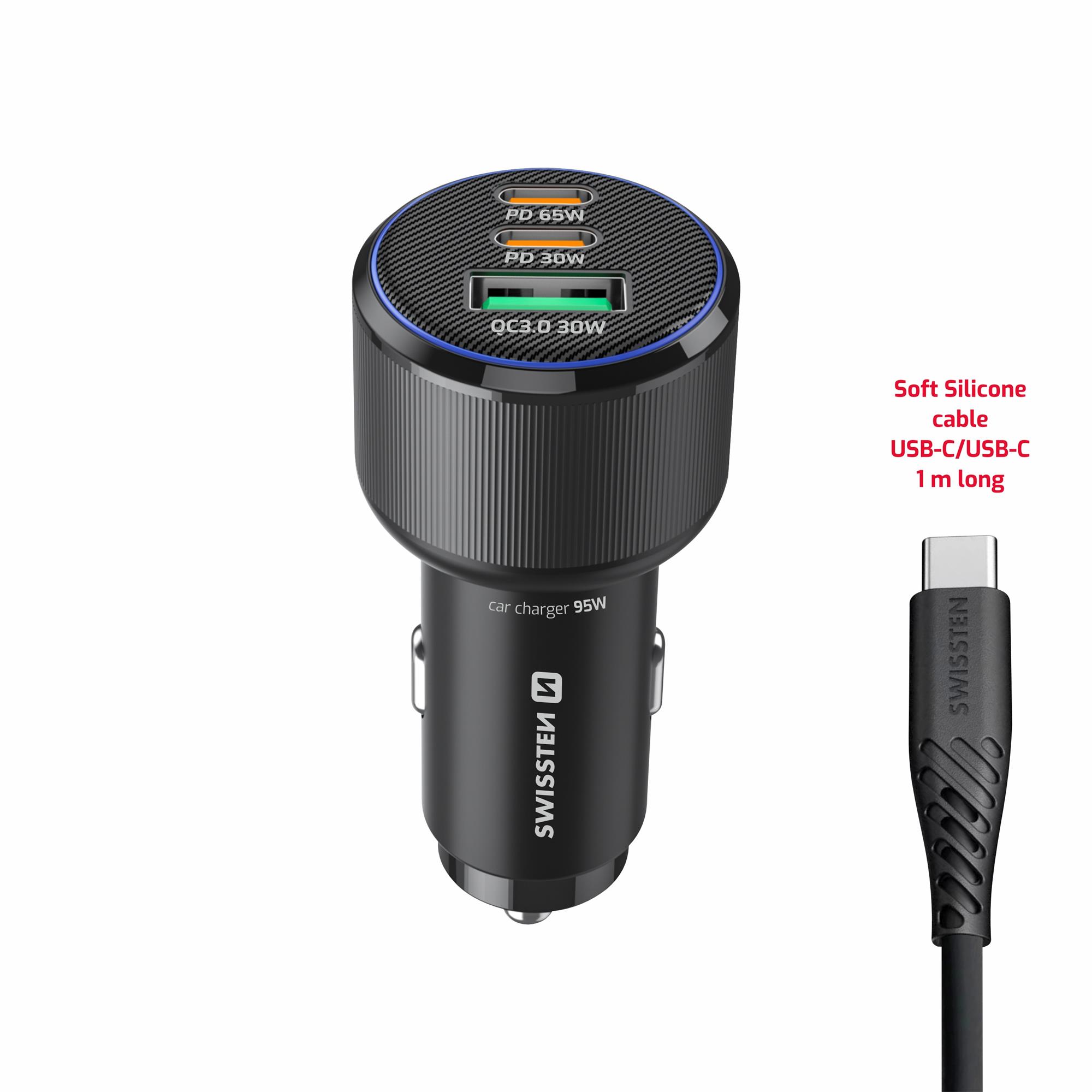Swissten CL adaptér 95 W + USB-C kabel 1 m, černý