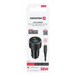 Swissten CL adaptér USB-C PD + USB-A 38W + kabel USB-C / USB-C 1m, černý