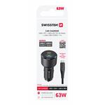 Swissten CL adaptér USB-C PD + USB-A 63W + kabel USB-C / USB-C 1m, černý