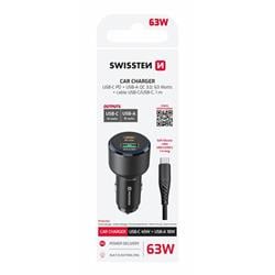 Swissten CL adaptér USB-C + USB-A 63 W + kabel, černý