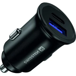 SWISSTEN CL USB adaptér do auta Power Delivery USB-C Quick Charge USB 3.0 36W, nabíjačka, čierna