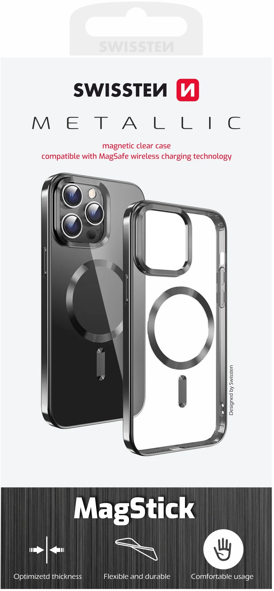 SWISSTEN Clear Jelly MagStick Metallic pouzdro pro iPhone 16 černé