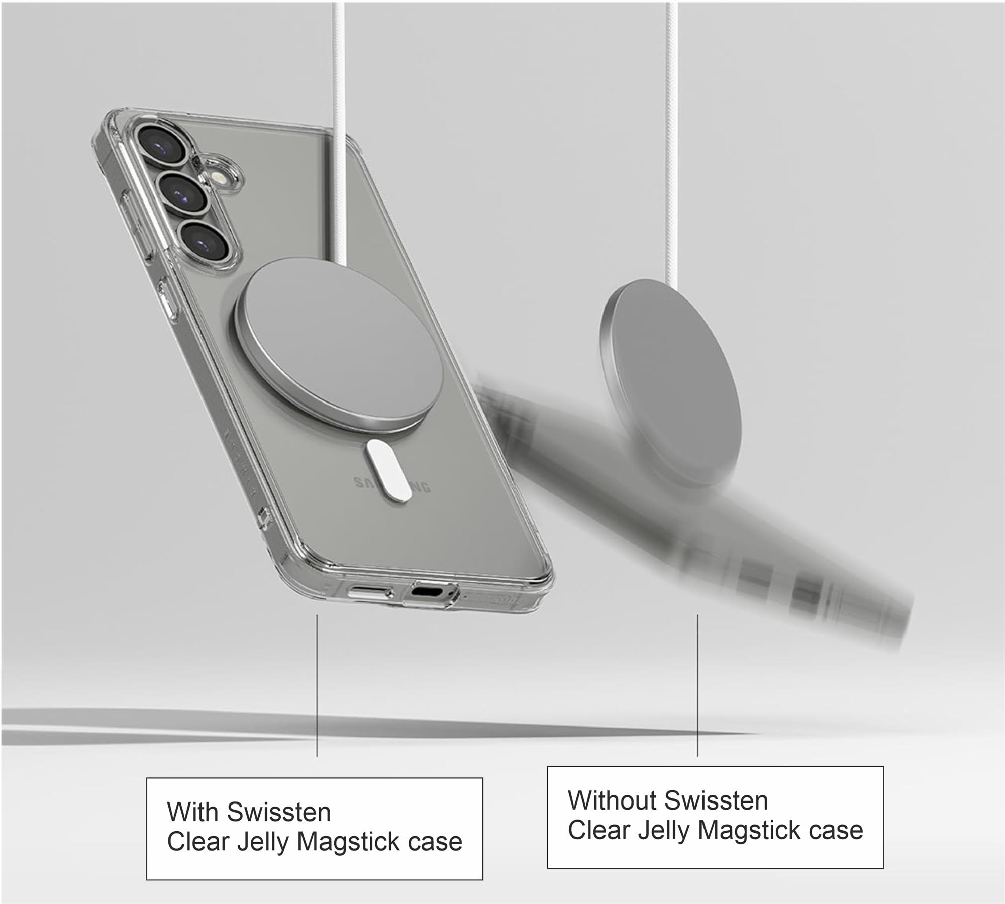 Swissten Clear Jelly MagStick pre Samsung S24 FE, priehľadný