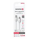 Swissten Datový kabel Textile USB-C / Lightning MFi 1,2m, stříbrný