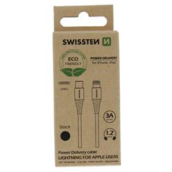 Swissten Datový kabel USB-C / Lightning 1,2m (ECO balení), černý